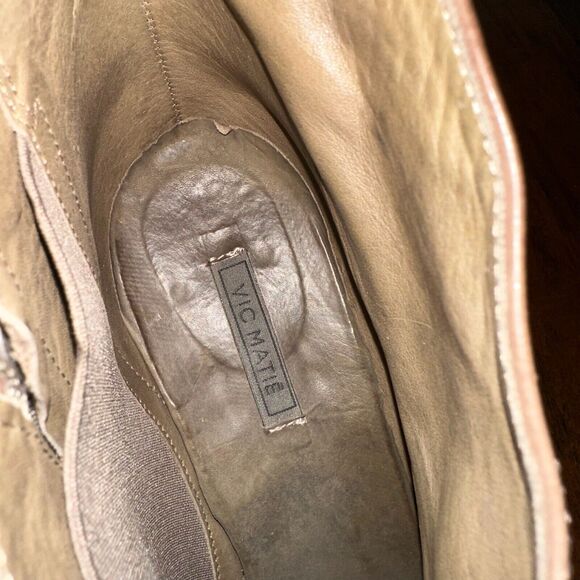 VIC MATIE Zip-Up Wedge Bootie in Brown Leather - Picture 8 of 11